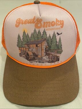 Great Smoky Mountains Trucker Cap - Orange & Brown